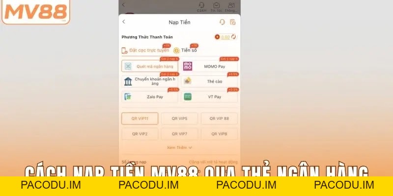 Hướng Dẫn Người Mới Cách Nạp Tiền MV88 Dễ Hiểu Nhất