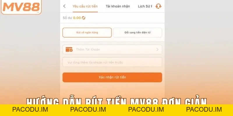 Bật Mí Quy Trình Rút Tiền MV88 Cực Nhanh Chỉ Trong 1 Phút